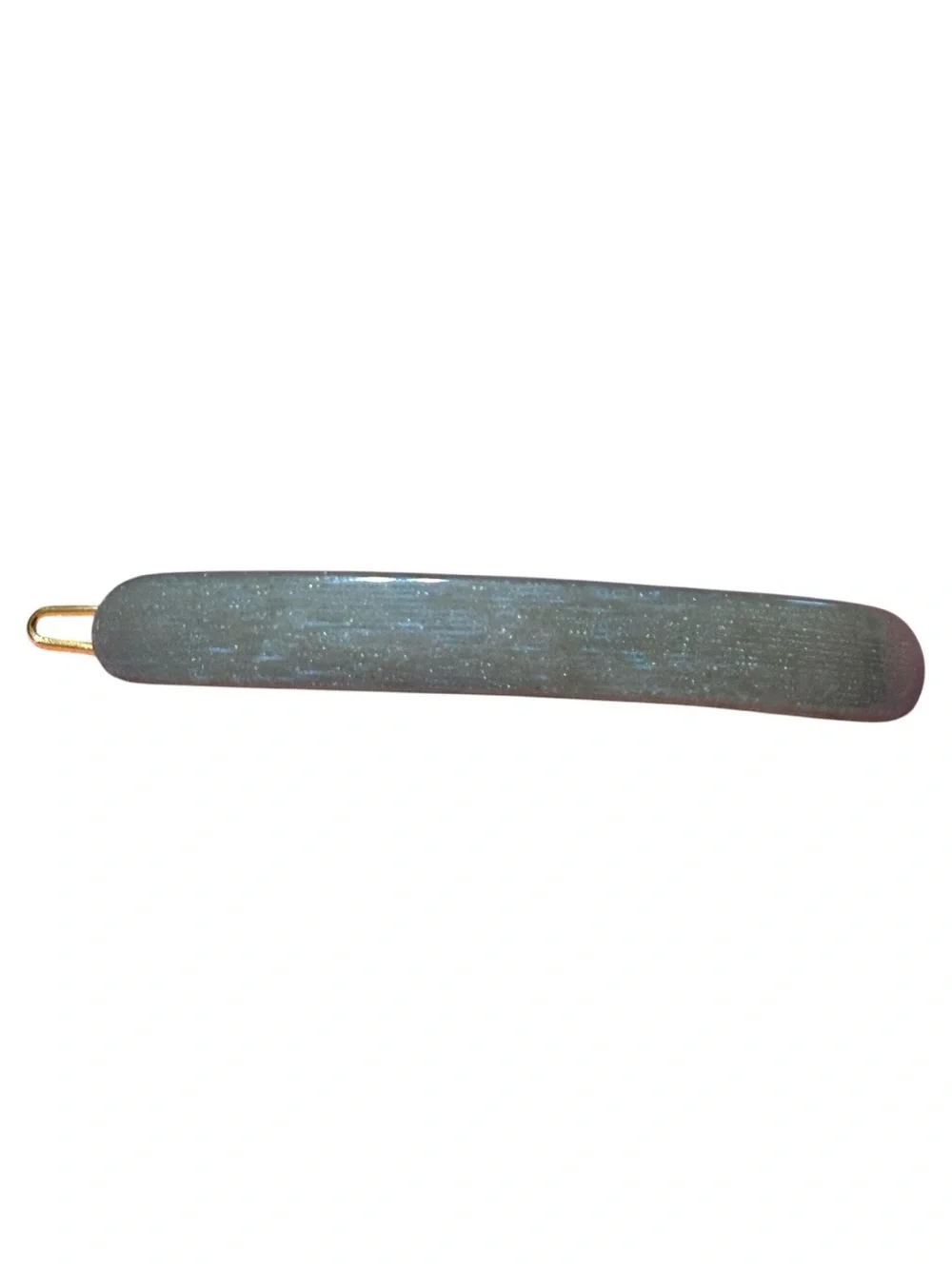 Vintage French Sparkle Bar Hair Clip in Blue  Gray, 1980’s Handmade in Paris